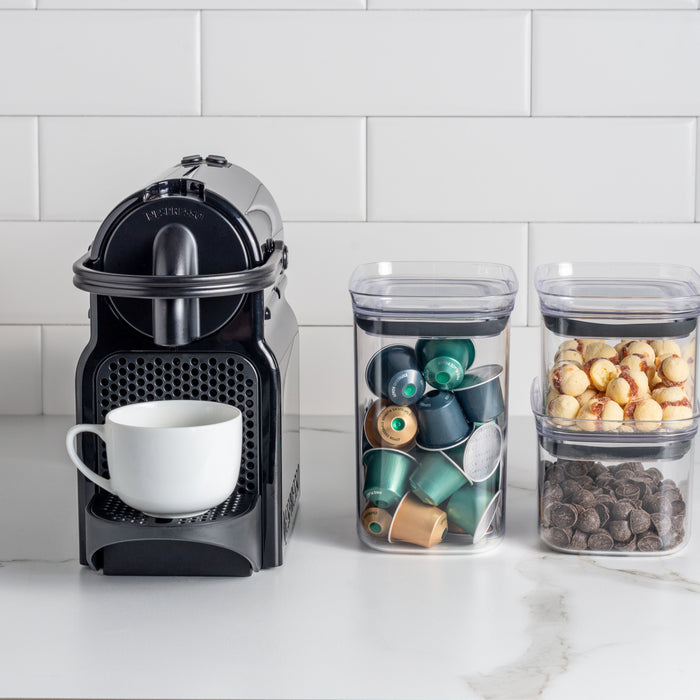 Organizadores Herméticos Block apilables para cocina, ideales para almacenar alimentos secos en recipientes transparentes con tapa