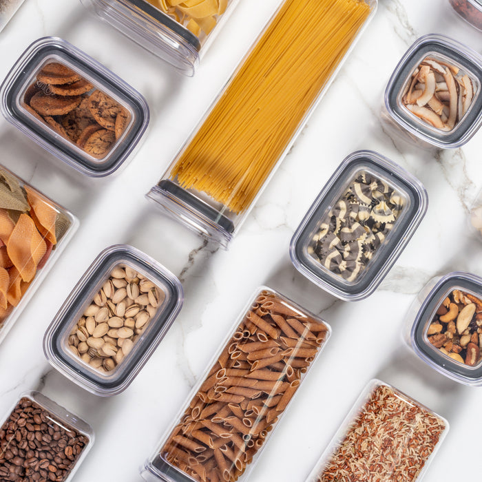 Organizadores Herméticos Block apilables para cocina, ideales para almacenar alimentos secos en recipientes transparentes con tapa
