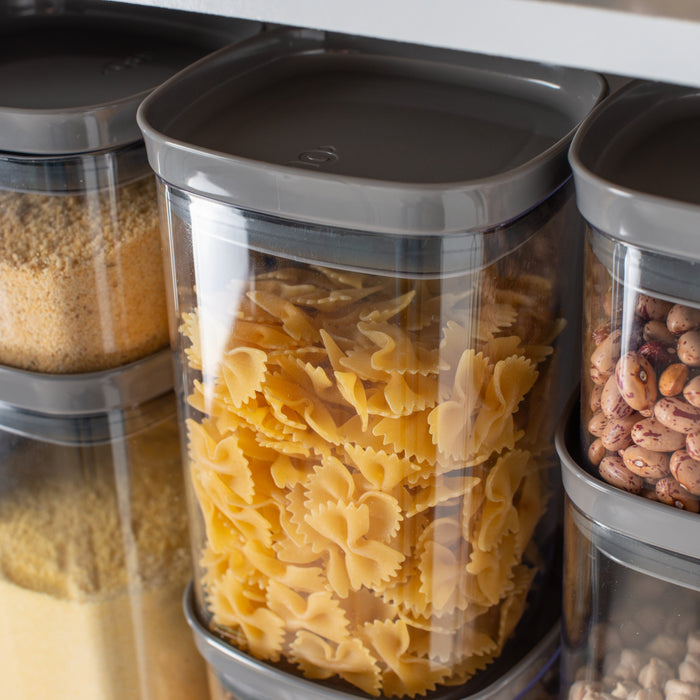 Organizadores Herméticos Block apilables para cocina, ideales para almacenar alimentos secos en recipientes transparentes con tapa