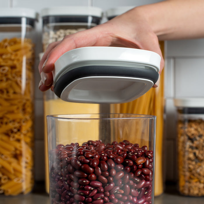 Organizadores Herméticos Block apilables para cocina, ideales para almacenar alimentos secos en recipientes transparentes con tapa