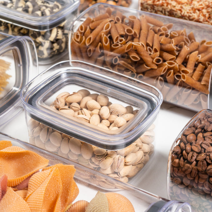 Organizadores Herméticos Block apilables para cocina, ideales para almacenar alimentos secos en recipientes transparentes con tapa