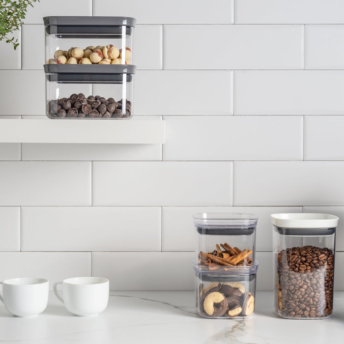 Organizadores Herméticos Block apilables para cocina, ideales para almacenar alimentos secos en recipientes transparentes con tapa